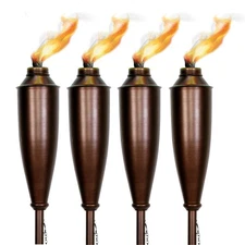 Garden Torches for Outside -Deco Home 4Pack Metal Garden Torches Citronella Oil