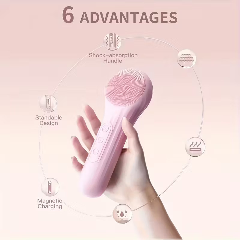 Popular Facial Cleansing Device Waterproof Silicone Face Wash Brush Ultrasonic