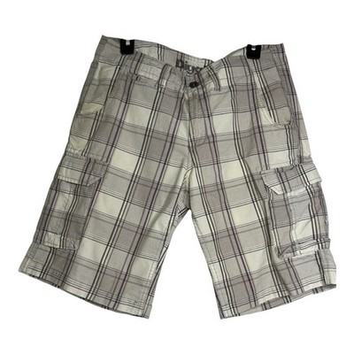 Clockhouse Plaid Cargo Shorts Size 32 Men's Pre Loved 100% Cotton Pockets