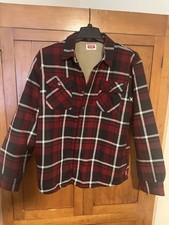 Wrangler Shirt Jacket Medium Sherpa Lined Flannel Plaid Western Pockets Shacket