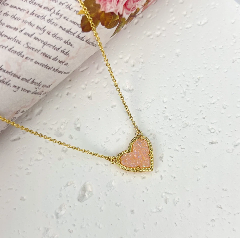 Kendra Scott Ari сердце золото регулируемая длина подвеска ожерелье - розовый drusy - Изображение 2 из 4