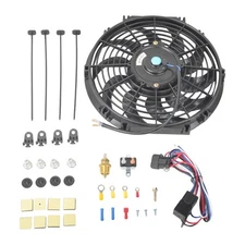 High 800+CFM 12" Black Electric Radiator Fan & Thermostat Switch Relay Mount Kit