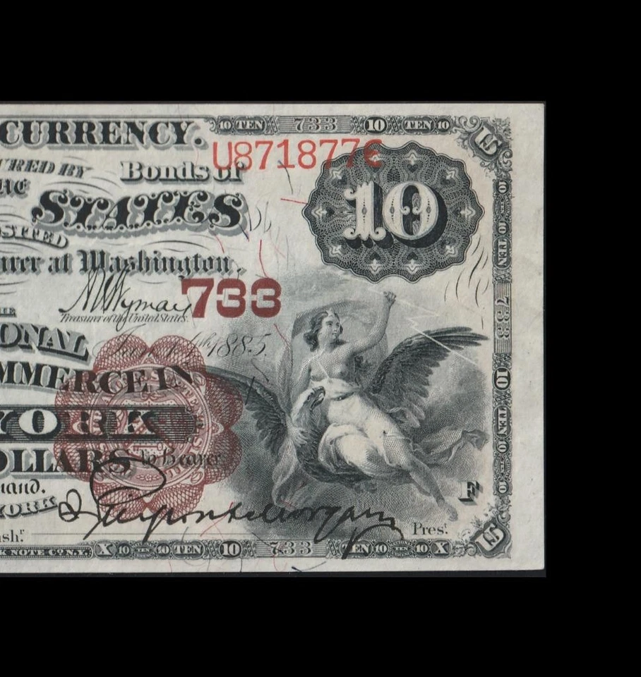 INCREDIBLE 1882 $10 NATIONAL BROWN BACK PMG CHOICE UNCIRCULATED 64 - Image 3 of 4