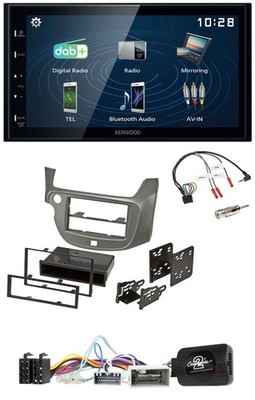 Kenwood 2DIN Bluetooth Lenkrad USB DAB Autoradio für Honda Jazz ab 2014 silber