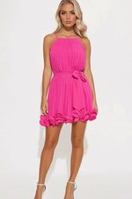 Woke Up Gorgeous Chiffon Mini Dress - Hot Pink