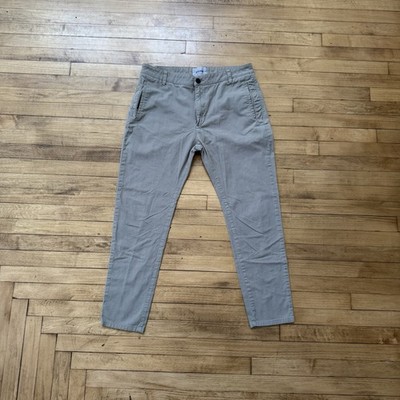 ELVINE Men's Slim Light Olive Chino Pants Size 36 Cotton Twill 