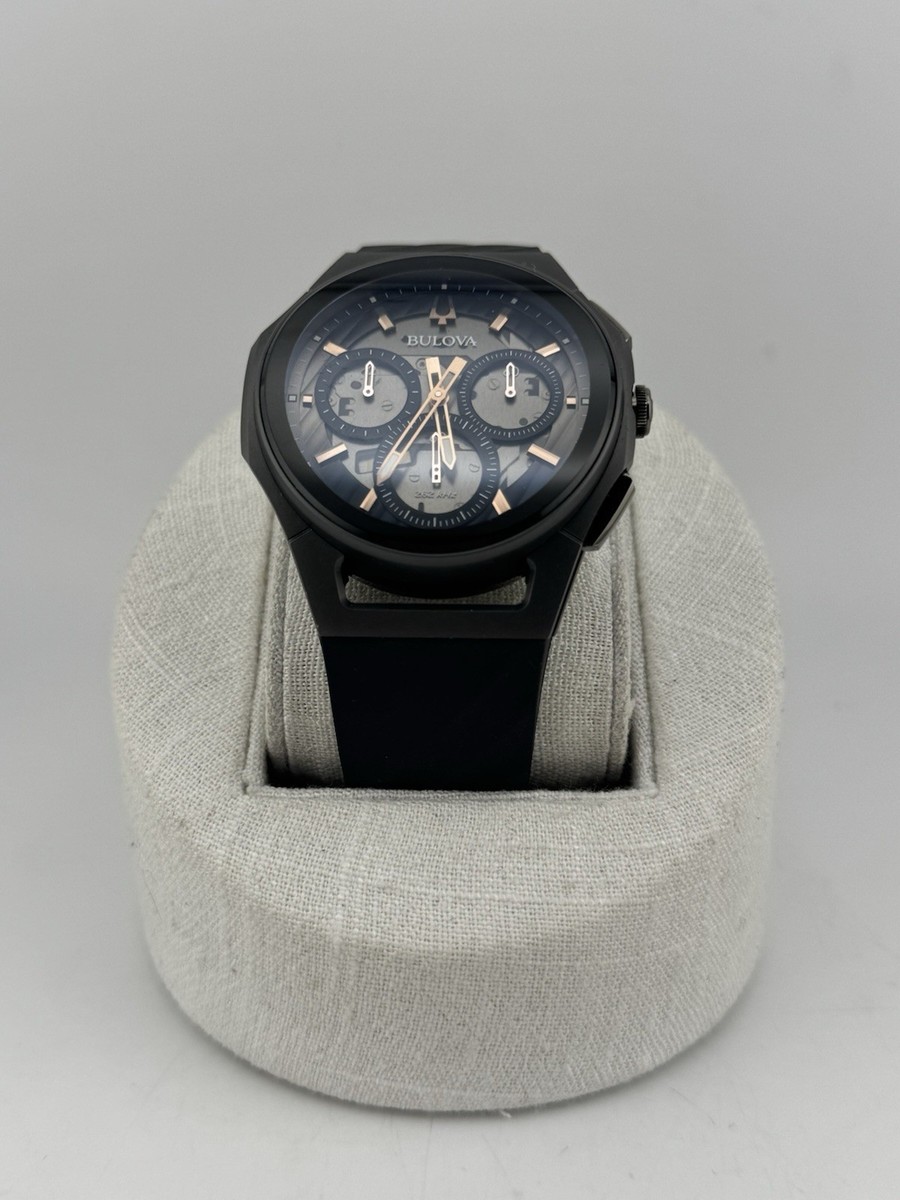 Bulova クロノグラフ 腕時計 ブラック Bulova Curv Black Titanium Chron Watch 98A162 Brand New In Box | eBay