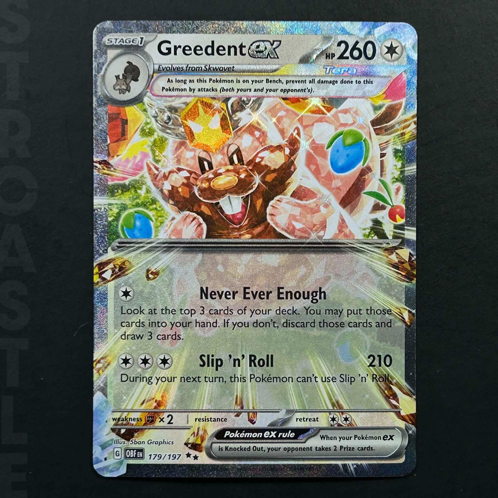 Greedent ex 179/197 SV03: Obsidian Flames Holo Pokemon TCG NM