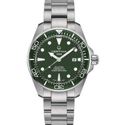 Certina DS Action Diver Powermatic 80 Green Dial 43mm Men's Watch C0326071109100
