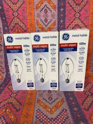 3-GE 400w Multi-Vapor Bulb 36,000 Lumens 4000K Type ED37 E39 Base - MVR400/U/LTP