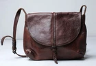 Genten Unisex Adult's Buckle Flap Leather Shoulder Bag BE5 Brown One Size