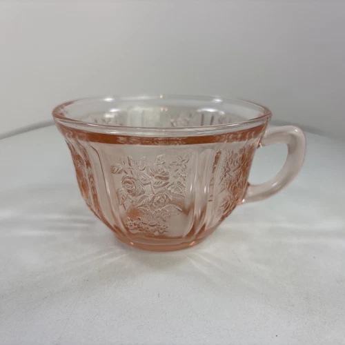 1930’s Sharon Cabbage Rose Pink Depression Glass Cup Federal Glass 1935-1939