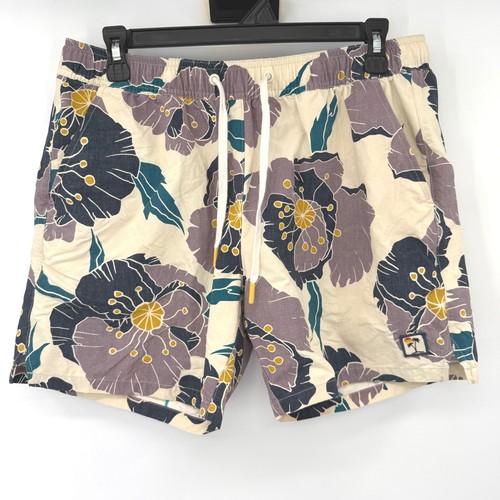 Marine Layer Swim Trunks Men Medium Cream Floral Print Spring 2023 15856