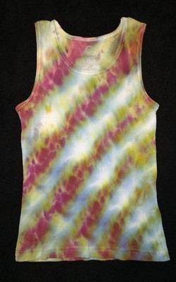 Burgundy, Yellow & Blue Rolled Ice Dye Tie Dye Toddler Boys Ribbed Tank~Sz 4-5T