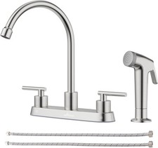 APPASO Kitchen Faucet with Side Sprayer, 2-Handle High Arch Brushed Nickel