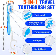 60 Pack 5-in-1 Mini Disposable Toothbrush, WaterlessToothbrushes Mint  Dis...