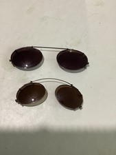 Vintage Lot Of Two Oval Glass Sunglasses Clip Ons
