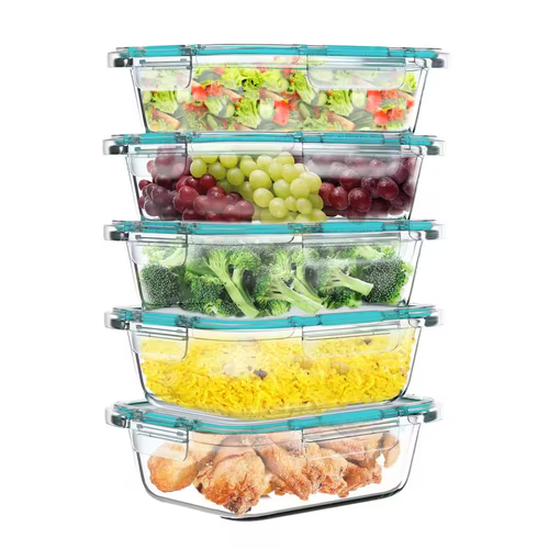 Contenitori per alimenti in vetro 10 pezzi con coperchi a scatto - Foto 3 di 7