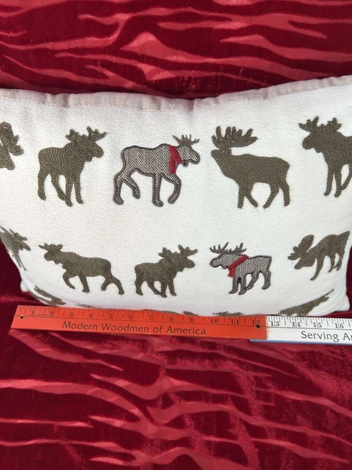 Праздничный лось плед подушка текстурированный, домик, Рождество - Изображение 2 из 4