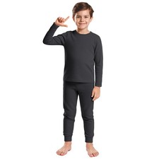 Kids Thermal Underwear Boys Long Johns Set Fleece Lined Base Layer Soft Warm ...