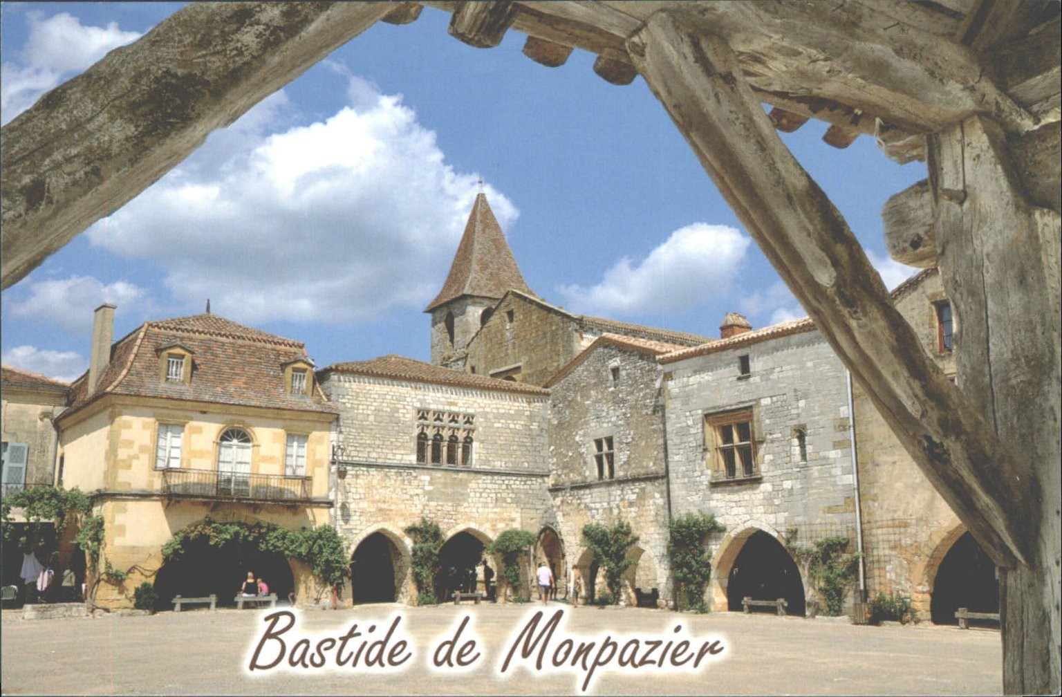 Monpazier France Dordogne Périgord Central Square Bastide Postcard