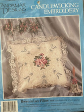 "ROSES ON LACE PILLOW" - CANDLEWICK EMBROIDERY PILLOW KIT by Candamar Designs