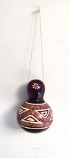 Rare Africa Calabash Shaker Carved Burnished Traditional Tribal Decoration - AJ2