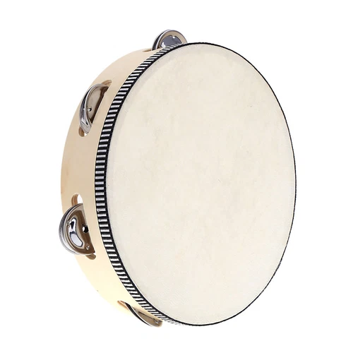 8 inch Birch Handheld Tambourine Single Row Metal Jingles Percussion Instrument