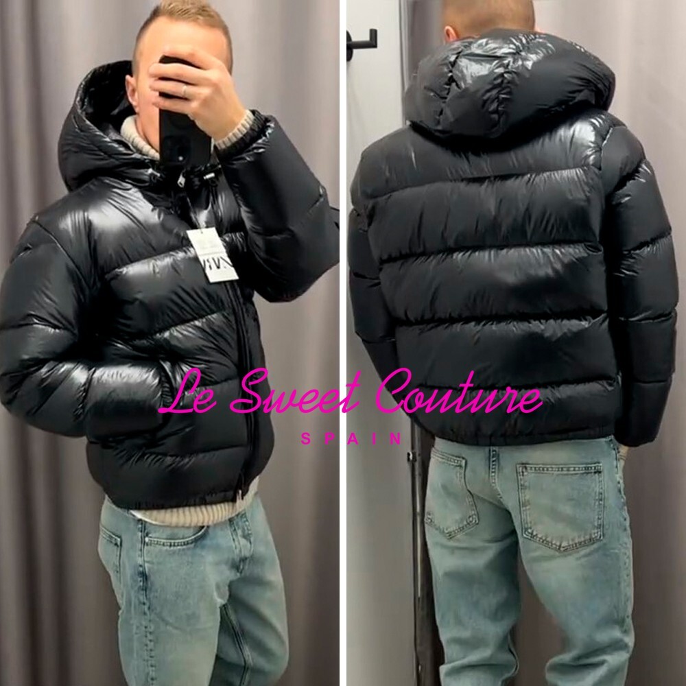 ZARA MAN NWT FW24 BLACK 100% FEATHER FILL PUFFER JACKET ALL ZARA MAN NWT FW24 BLACK 100% FEATHER FILL PUFFER JACKET ALL
