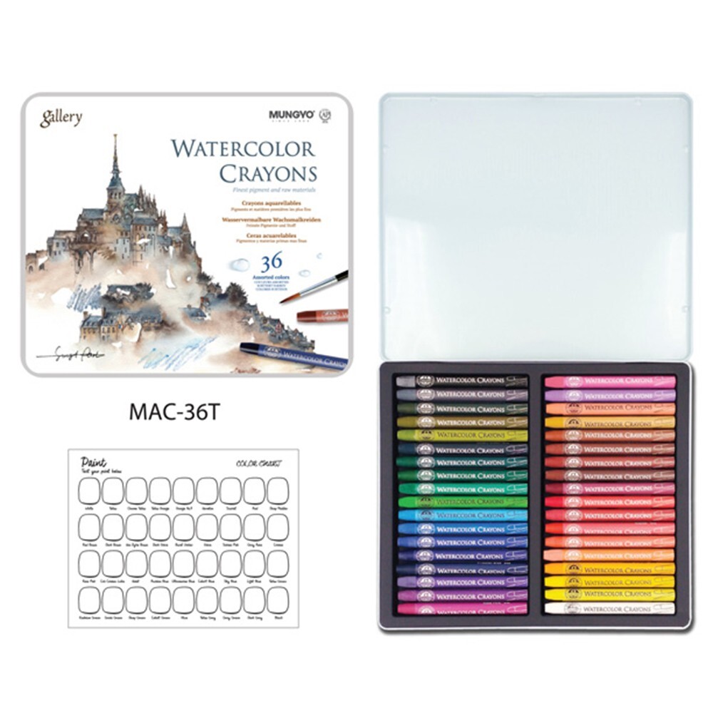 MUNGYO Watercolor Crayons Professional Crayons 36 Colors Pre