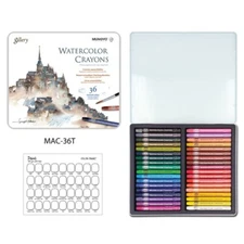 MUNGYO Watercolor Crayons Professional Crayons 36 Colors Premium Crayon Sticks