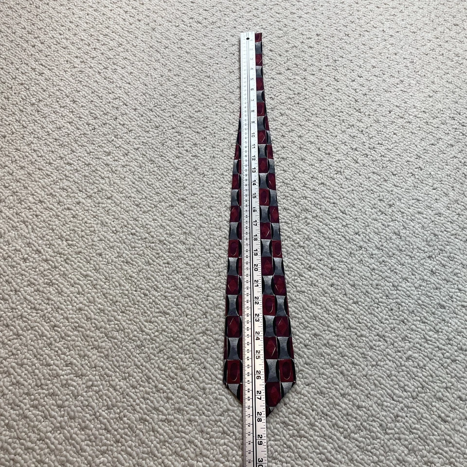 Corbata clásica de diseñador Giorgio Moreschi para hombre OS roja gris 100 % seda Foto 3 de 4