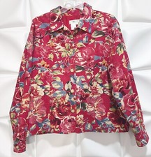 Coldwater Creek Sz XL Red Floral Print Blazer Jacket Spring