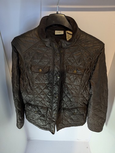 LL Bean Vintage Brown Quilted Coat Jacket SIZE L Regular Hunting - Picture 9 of 10
