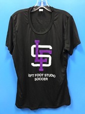 NEW Sport-Tek Left Foot Studio Athletic Soccer Shirt Color Black Purple White