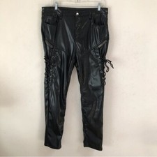 Unbranded black faux leather lace up Moto pants 36 