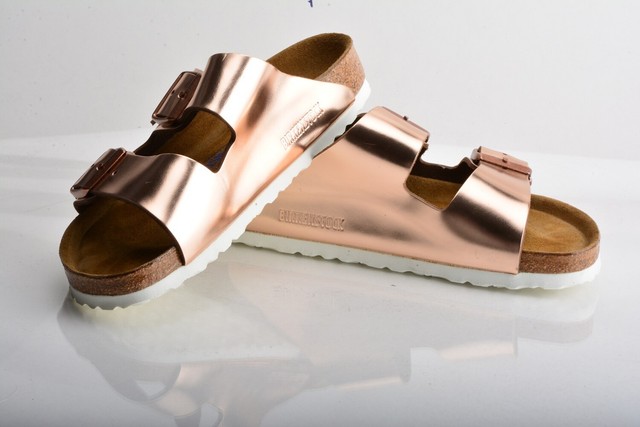 birkenstock arizona soft footbed metallic copper