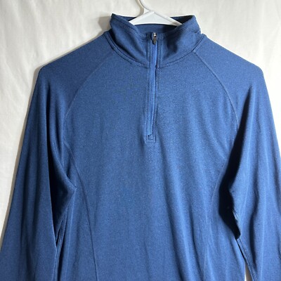 rei ページ REI Shirt Mens Small Blue Long Sleeve Pullover 1/4 Zip Mock Neck