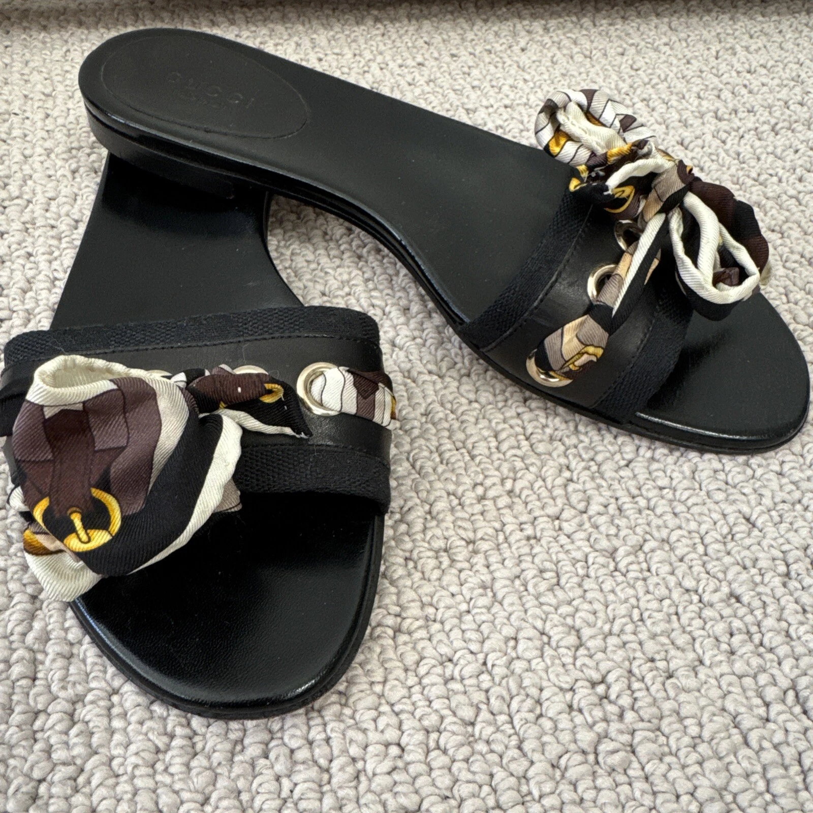 MAGNIFIQUE ! Sandales mulet ruban écharpe beauté GUCCI 37 C (US 6,5)