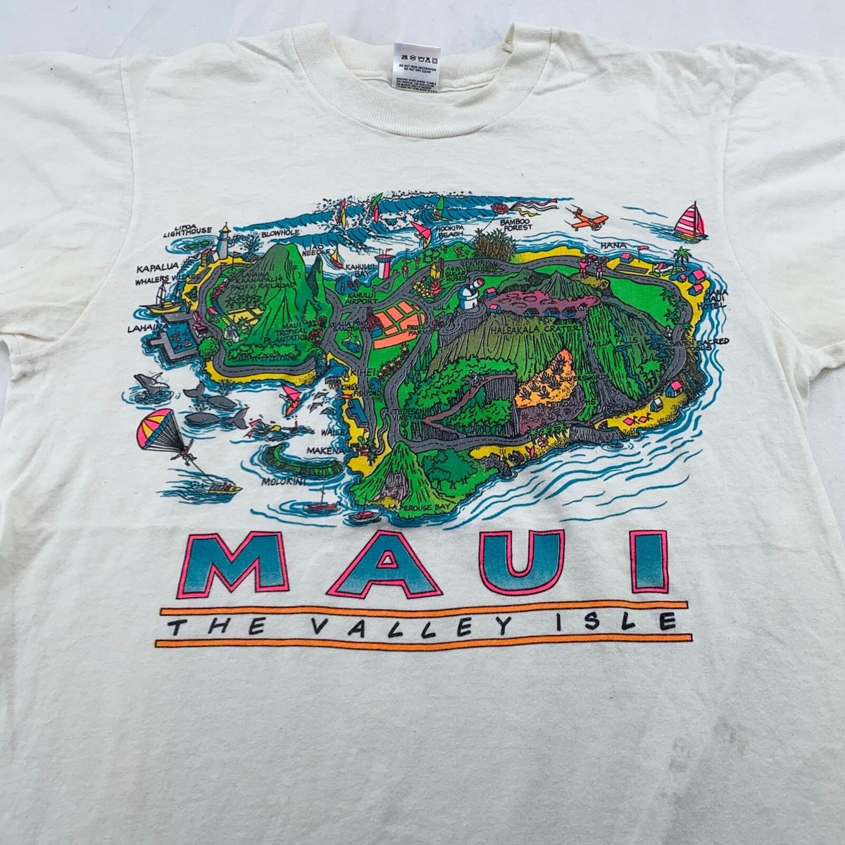 vintage 90s MAUI HAWAII THE VALLEY ISLE T-Shirt SMALL surf beach