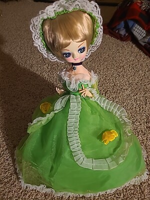 1960s Vintage Big Eye Doll Carla Bradley Made In Korea Lime Green Dress  14 