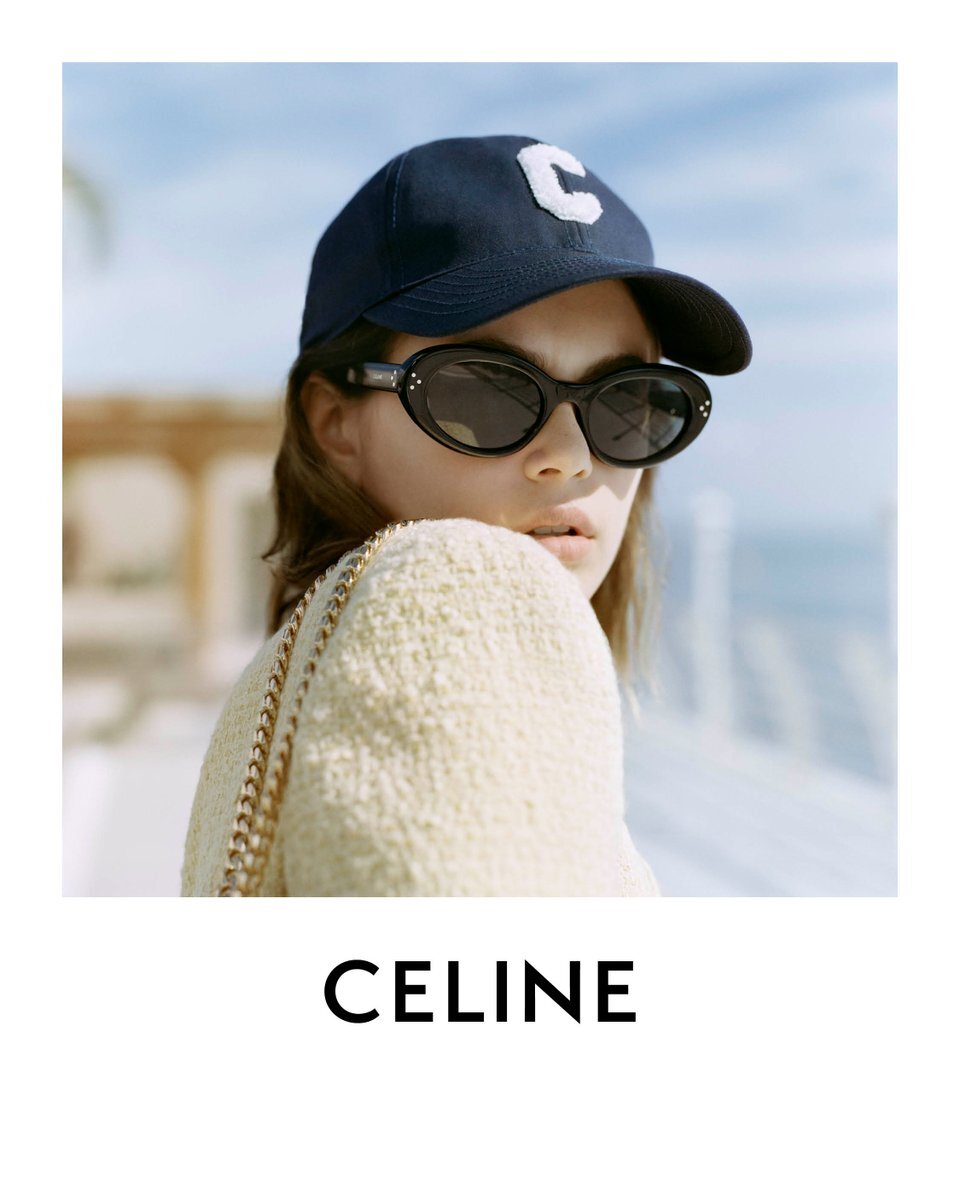 NEW CELINE CL401931 SIDE LOGO CAT EYE S193 OVAL SUNGLASSES