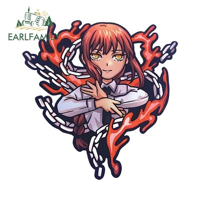 EARLFAMILY 5.1'' Makima Chibi Anime Car Stickers Fanart Chain Funny Decals