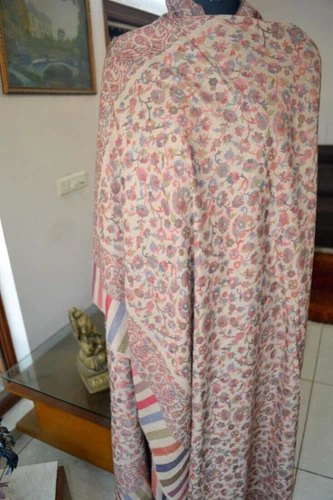 BEIGE COLOR SHAWL MASTERPIECE KANI GENTS LOI JAMAVAR PASHMINA CASHMERE: 10 CHOIC