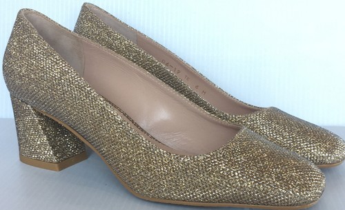 Marymid Metallic Gold Pumps Block Heel 