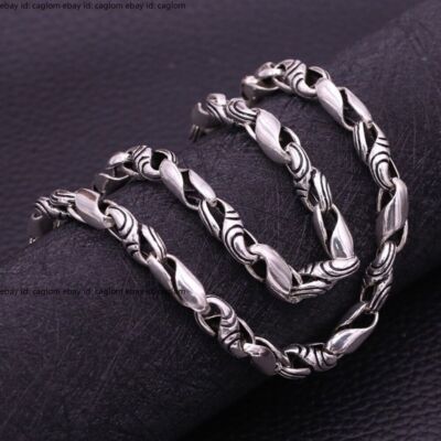 ベース silver925 chain necklace Solid 925 Sterling Silver Chain Men 7mm Twill Twist Link Necklace