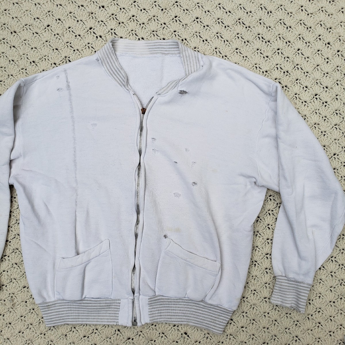Vintage 50s Full Zip Cardigan Pocket Cotton Sweatshirt Vintage 50s Full Zip Cardigan Pocket Cotton Sweatshirt