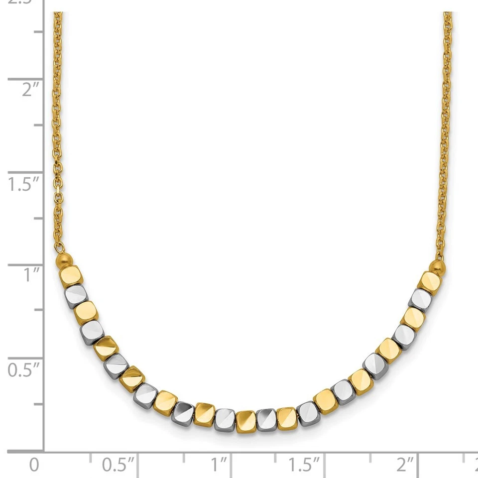 Collar de cuentas de oro bicolor 14K 18" 3,52 g regalo para madre Foto 3 de 4