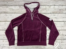 Tommy Hilfiger Sport Women's Purple Velvet Velour Hoodie Sweatshirt NWT - Sz S