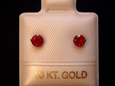 Feinste Rubin Ohrstecker - 3,5 mm - 10 Kt. Weiß Gold 417 - Ohrringe Brillant Cut